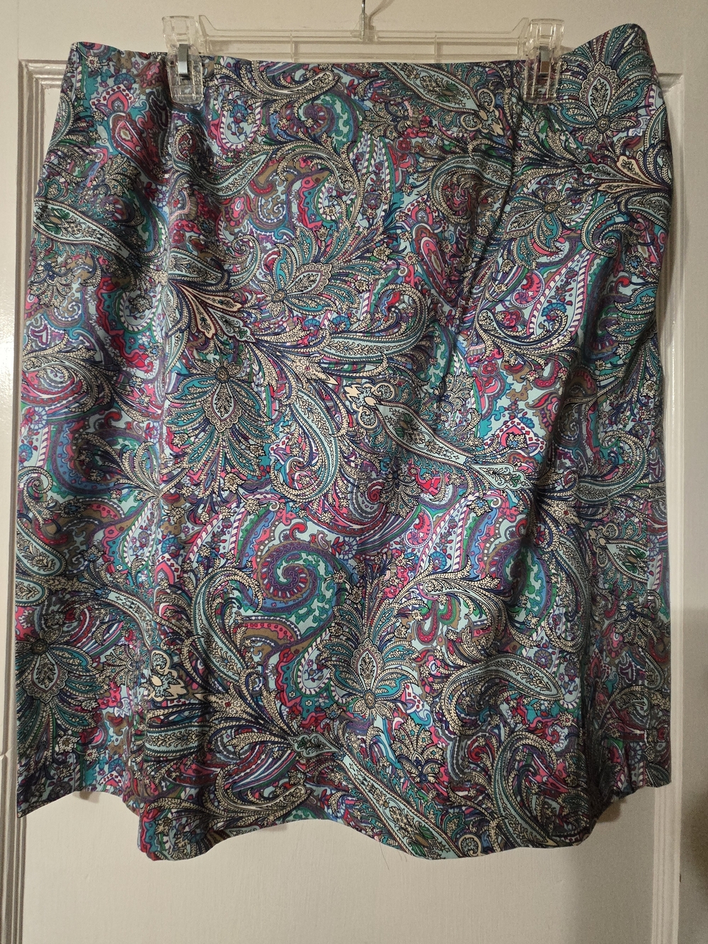 Talbots Paisley A-Line Skirt in Teal, Pink & Navy Sz 20W